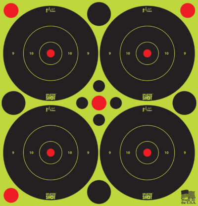 Pro-Shot 3BGREEN48 SplatterShot  Self-Adhesive Paper Black/Green 3″ Bullseye 12Pack/48Targets