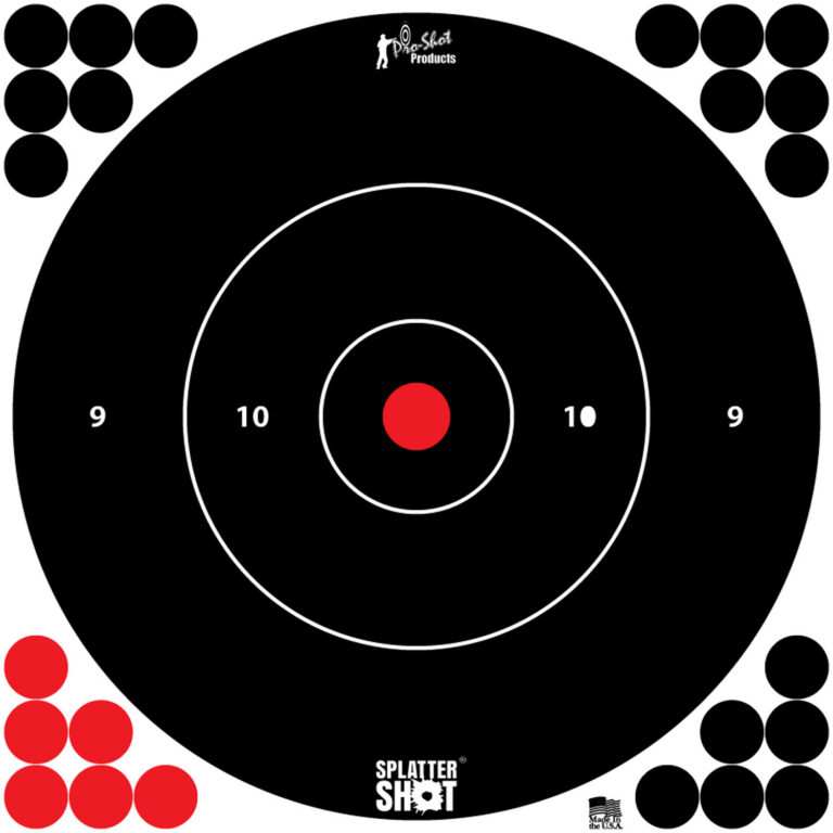 Pro-Shot 12BWHTETG5PK SplatterShot Bullseye Hanging Tagboard 12" Black/Red Impact Enhancement White 5 Pack