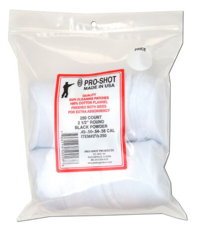 Pro-Shot 212250 Cleaning Patches  .45 – .58 Cal 2.50″ Round Cotton Flannel 250 Pack
