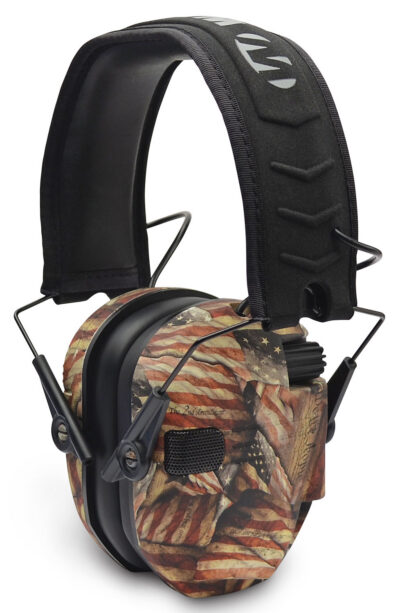 Walker’s GWPRSEMBARM Razor Slim Electronic Muff 23 dB Over the Head USA Flag w/Black Polymer