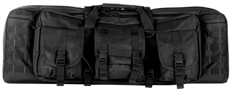 NcStar CVDC2946B42 VISM Double Carbine Case Heavy Duty PVC Nylon with Padded Center Divider Lockable Zippers Exterior Pockets