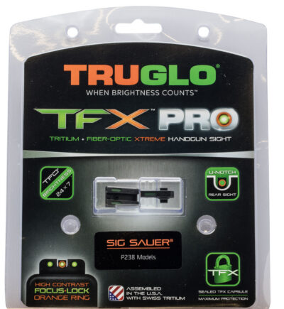 Truglo Brite-Site TFX Pro Day/Night Sights Sig P238 w/#6,#6 Green Tritium w/Oran