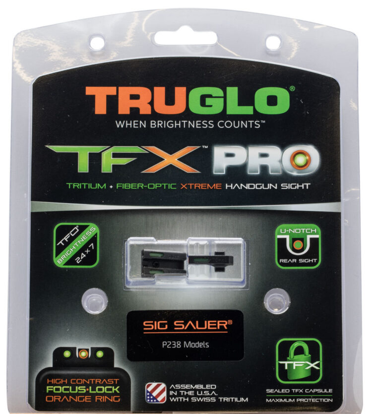 Truglo Brite-Site TFX Pro Day/Night Sights Sig P238 w/#6,#6 Green Tritium w/Oran