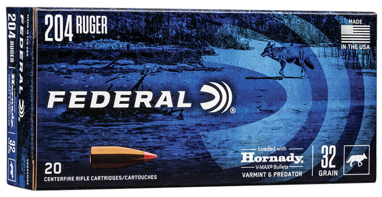 Federal V204VM32 Varmint & Predator 204Ruger 32gr Hornady V-Max 20 Per Box/10 Case