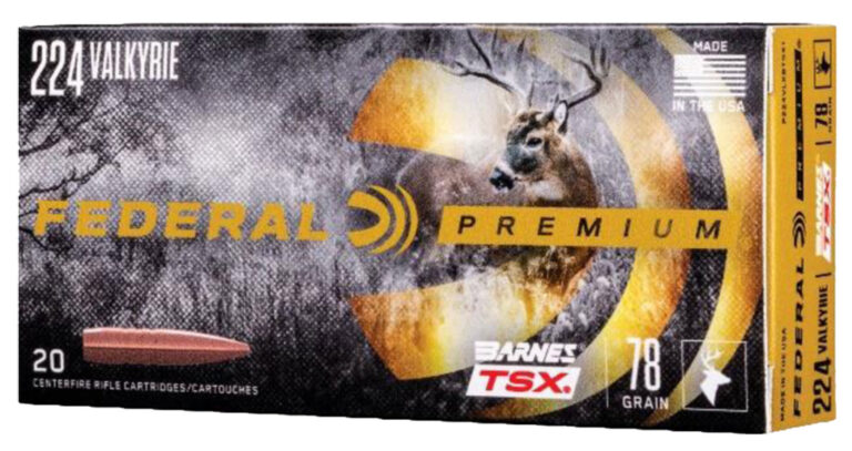 Federal P224VLKBTSX1 Premium 224Valkyrie 78gr Barnes TSX 20 Per Box/10 Case