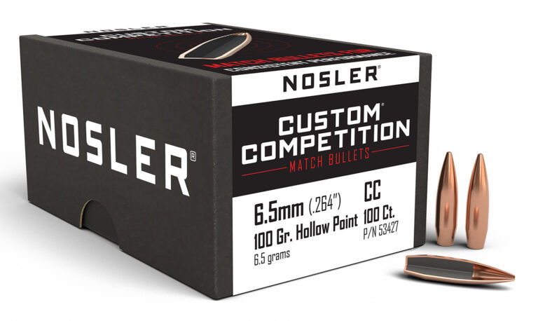 Nosler 53427 Custom Competition 6.5mm .264 100 GR Hollow Point Boat Tail 100 Box
