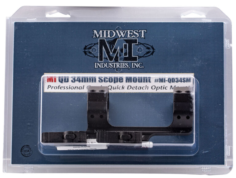 MIDWEST INDUSTRIES INC MIQD34SM Quick Detach 1-Pc Base & Ring Combo 34mm Black F