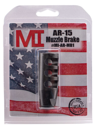 Midwest Industries MIARMB1 Muzzle Brake  Black Phosphate Steel with 1/2″-28 tpi Threads for 223 Rem, 5.56x45mm NATO AR-Platform