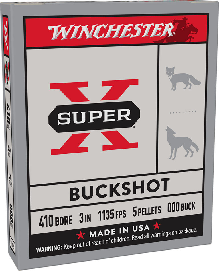 SUPER-X BUCKSHOT 410 BORE SHOTGUN AMMO SUPER-X 410 BORE 3'' 5 PELLETS #000 BUCKSHOT SHOT 5/BOX