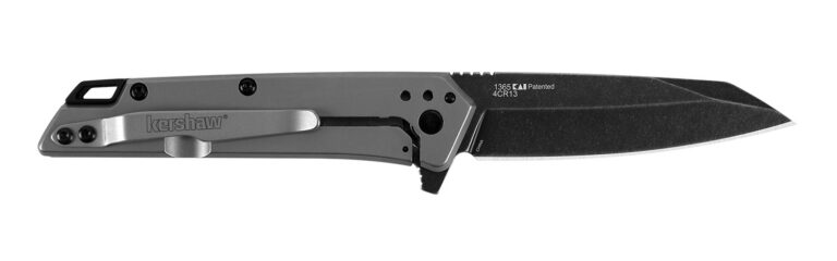 Kershaw 1365 Misdirect 2.90" Folding Reverse Tanto Plain Black Oxide Blackwash 4Cr14 Blade Gray Bead Blasted Stainless Steel Handle Includes Pocket Clip