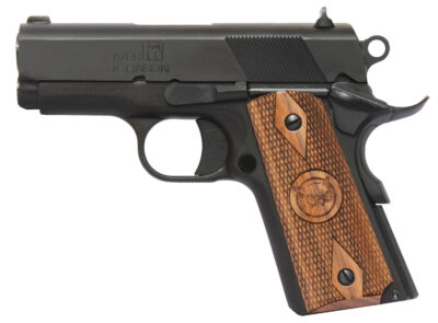 Iver Johnson Arms THRASHER9 Thrasher Officer 9mm Luger 8+1 3.12″ Black Steel Barrel, Matte Black Serrated Steel Slide & Frame w/Beavertail, Walnut Grip