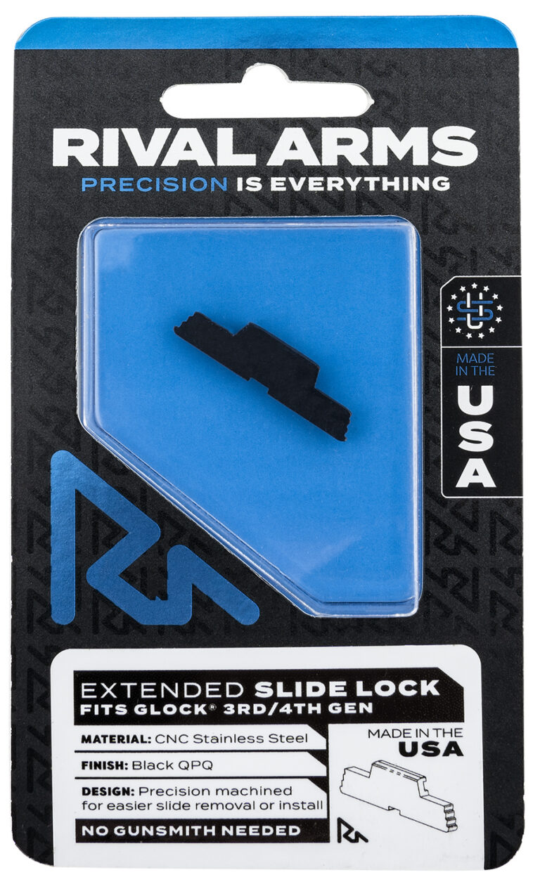 Rival Arms RA80G001A Slide Lock  Glock Gen 3-4 Extended Black QPQ Case Hardened