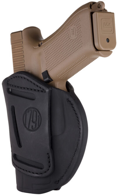 1791 Gunleather 4WH5SBLR 4-Way  IWB/OWB 05 Stealth Black Leather Belt Clip Fits S&W M&P/Springfield XD/Glock 17/HK VP9