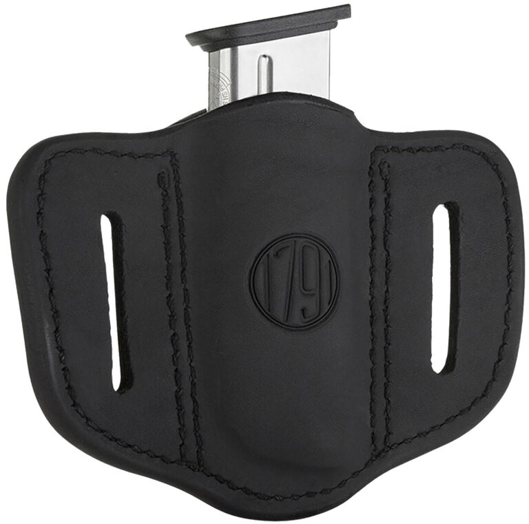 1791 Gunleather MAG11SBLA MAG1.1 Single Mag Holster Stealth Black Leather Belt Slide Compatible w/ Single Stack Ambidextrous