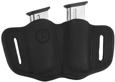 1791 Gunleather MAG21SBLA MAG2.1 Double Mag Holster Stealth Black Leather Belt Slide Belts 1.50″ Wide Compatible w/ Single Stack Ambidextrous