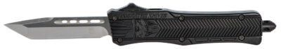 CobraTec Knives SBCTK1STNS CTK-1  Small 2.75″ OTF Tanto Plain Black D2 Steel Blade/Black Aluminum Handle Features Glass Breaker Includes Pocket Clip