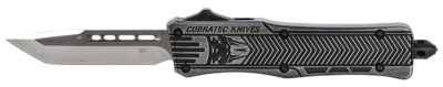 CobraTec Knives SSWCTK1STNS CTK-1  Small 2.75″ OTF Tanto Plain D2 Steel Blade/Black Stonewashed Aluminum Handle Features Glass Breaker Includes Pocket Clip