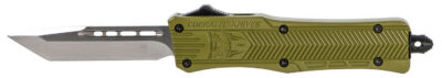 CobraTec Knives SODCTK1STNS CTK-1  Small 2.75″ OTF Tanto Plain D2 Steel Blade/OD Green Aluminum Handle Features Glass Breaker Includes Pocket Clip