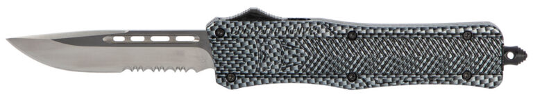 CobraTec Knives MSCFTK1MDS CTK-1 Medium 3" OTF Drop Point Part Serrated D2 Steel Blade/ Carbon Fiber Aluminum Handle Features Glass Breaker Includes Pocket Clip