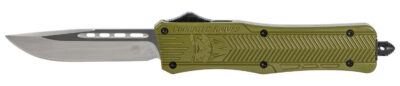 CobraTec Knives MODCTK1MDNS CTK-1  Medium 3″ OTF Drop Point Plain D2 Steel Blade/OD Green Aluminum Handle Features Glass Breaker Includes Pocket Clip