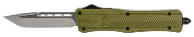 CobraTec Knives MODCTK1MTNS CTK-1  Medium 3″ OTF Tanto Plain D2 Steel Blade/OD Green Aluminum Handle Features Glass Breaker Includes Pocket Clip
