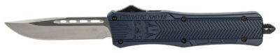 CobraTec Knives MNYCTK1MDNS CTK-1  Medium 3″ OTF Drop Point Plain D2 Steel Blade/NYPD Blue Aluminum Handle Features Glass Breaker Includes Pocket Clip