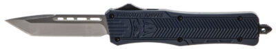 CobraTec Knives MNYCTK1MTNS CTK-1  Medium 3″ OTF Tanto Plain D2 Steel Blade/NYPD Blue Aluminum Handle Features Glass Breaker Includes Pocket Clip