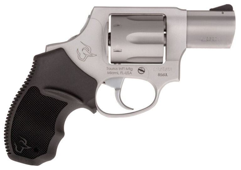 Taurus 2856029ULCH 856 Ultra-Lite 38 Special +P 6 Shot 2" Barrel, Overall Matte Finish Stainless Steel, Concealed Hammer Frame, Finger Grooved Black Rubber Grip