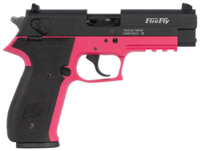 GSG GERG2210FFP FireFly  22 LR 10+1 4″ Black Serrated Slide, Pink Zinc Alloy w/Accessory Rail Frame, Black Polymer Grip