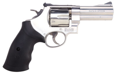 Smith & Wesson 12463 Model 610  N-Frame 10mm Auto/40 S&W 6 Shot 4″ Stainless Steel Barrel, Cylinder &  Frame, Black Finger Grooved Grip, Internal Lock Safety, Exposed Hammer