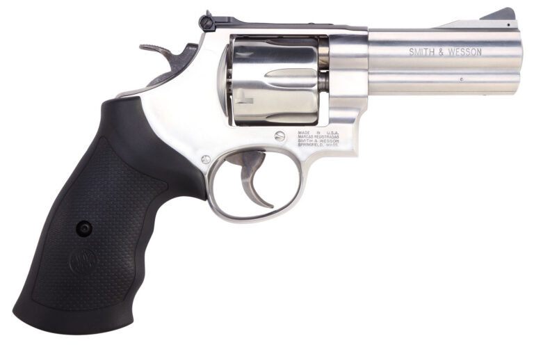 Smith & Wesson 12463 Model 610  N-Frame 10mm Auto/40 S&W 6 Shot 4" Stainless Steel Barrel, Cylinder &  Frame, Black Finger Grooved Grip, Internal Lock Safety, Exposed Hammer