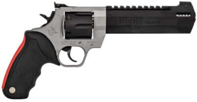 Taurus 2440065RH Raging Hunter  44 Rem Mag 6rd 6.75″ Matte Black Oxide Cylinder & Barrel Matte Stainless Steel Frame Black Rubber with Integrated Red Cushion Insert Grip