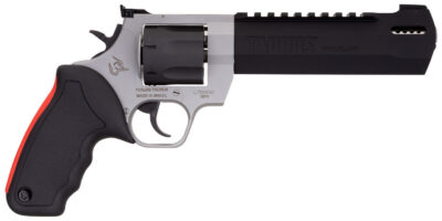 Taurus 2454065RH Raging Hunter  454 Casull 5rd 6.75″ Matte Black Oxide Cylinder & Barrel Matte Stainless Steel Frame Black Rubber with Integrated Red Cushion Insert Grip