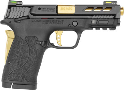 PERFORMANCE CENTER M&P380 SHIELD EZ 380 ACP SEMI-AUTO HANDGUN PC M&P380 SHIELD EZ M2.0 380 ACP 3.8” BBL (2)8RD GOLD/BLACK