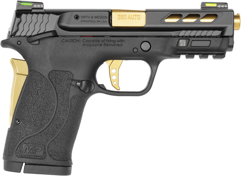 PERFORMANCE CENTER M&P380 SHIELD EZ 380 ACP SEMI-AUTO HANDGUN PC M&P380 SHIELD EZ M2.0 380 ACP 3.8” BBL (2)8RD GOLD/BLACK