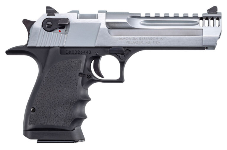 Magnum Research DE44L5BC Desert Eagle L5 44 Rem Mag 5" with Muzzle Brake 8+1 Black Hardcoat Anodized Aluminum Brushed Chrome Carbon Steel Slide Black Hogue Wraparound Rubber Grip