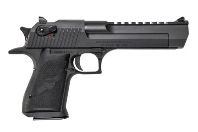 Magnum Research DE429 Desert Eagle Mark XIX 429 DE 7+1, 6″ Black Steel Barrel, Matte Black Serrated Carbon Steel Slide & Frame w/Beavertail, Black Rubber Grip, Manual Thumb Safety, Right Hand