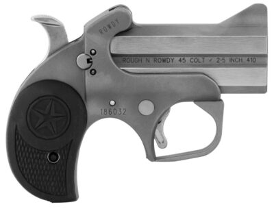 Bond Arms BARW Rowdy  410/45 Colt (LC) Derringer 3″ 2 Black Rubber Grip Polished Stainless Steel Frame