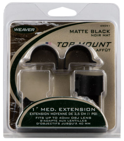 Weaver Mounts 49091 Detachable Top Mount Extension Rings  Matte Black 1″ Medium