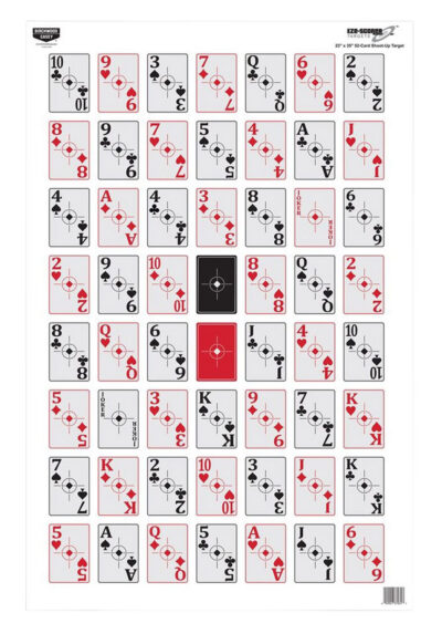 Birchwood Casey 37028 EZE-Scorer  Playing Cards Paper Hanging 23″ x 35″ Black/Red 100 Per Pkg