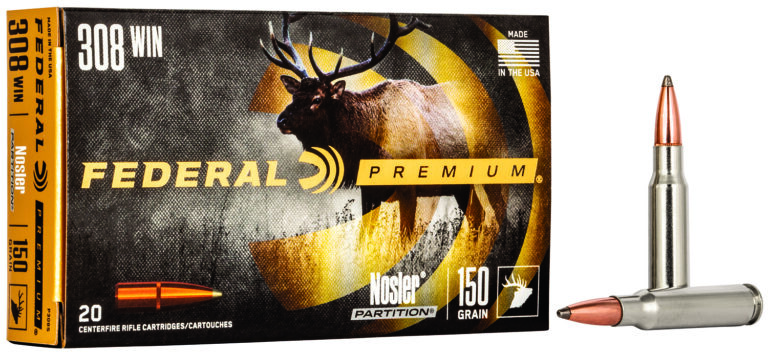 Federal P308S Premium 308 Win 150 gr Nosler Partition (NP) 20 Bx/ 10 Cs