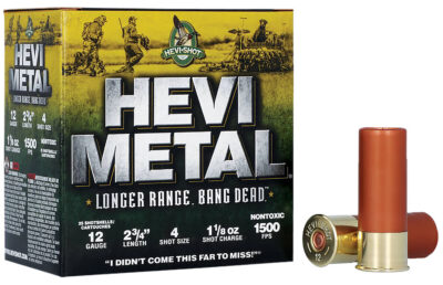HEVI-Metal HS38704 HEVI-Metal Longer Range 12Gauge 2.75″ 1 1/8oz 4Shot 25 Per Box/10 Case