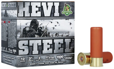 HEVI-Shot HS60002 HEVI-Steel  12Gauge 3″ 1 1/4oz 2Shot 25 Per Box/10 Case