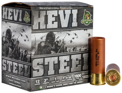 HEVI-Shot HS60001 HEVI-Steel  12Gauge 3″ 1 1/4oz 1Shot 25 Per Box/10 Case