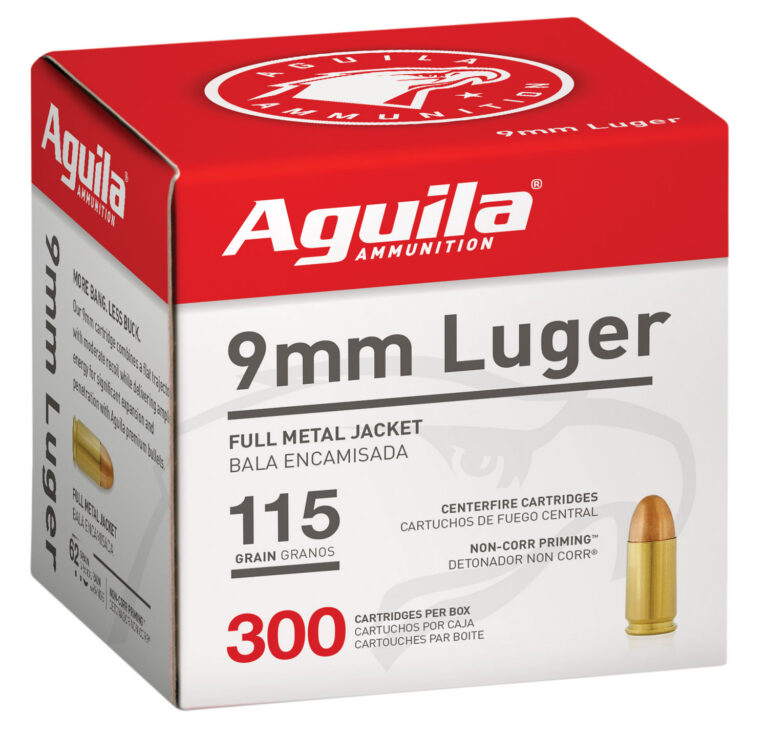 Aguila 1E097700 9mm Luger  115 gr Full Metal Jacket (FMJ) 300 Bx