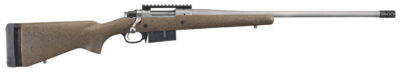 Ruger 47197 Hawkeye Long-Range Hunter Full Size 6.5 PRC 3+1 22″  Matte Stainless Steel Threaded Barrel, Picatinny Rail Stainless Steel Receiver, Black Speckled Brown Adj LOP Laminate Stock