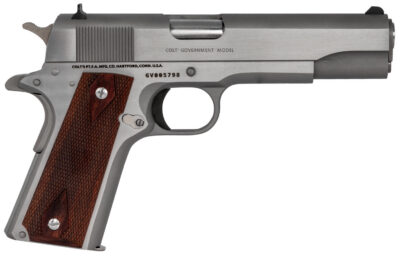 Colt Mfg O1911CSS 1911 Government 45 ACP 7+1 5″ Stainless National Match Barrel, Serrated Stainless Steel Slide, Stainless Steel Frame w/Beavertail, Rosewood Grip, Right Hand