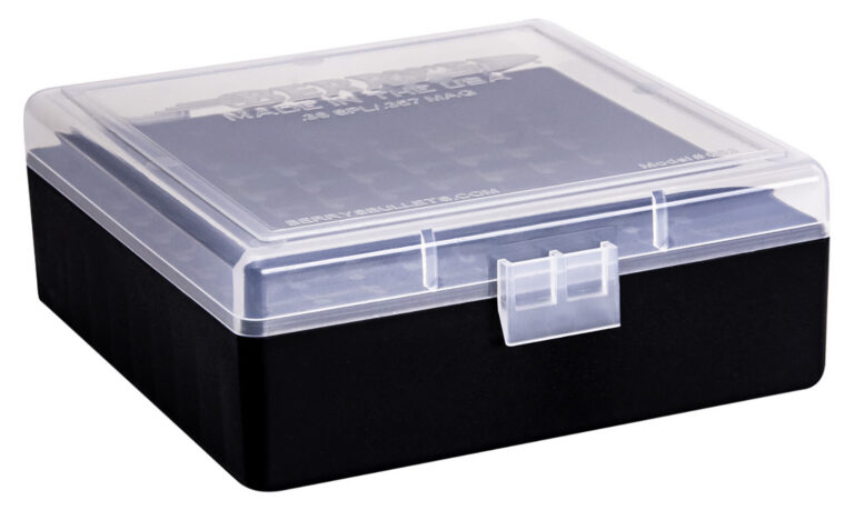 Berry's 15382 Ammo Box  38Special/357Mag Clear/Black Plastic 100rd