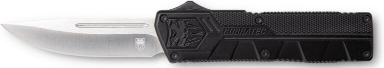CobraTec Knives BCTLWDNS Lightweight 3.25" OTF Drop Point Plain D2 Steel Blade/Black Aluminum Handle Includes Pocket Clip