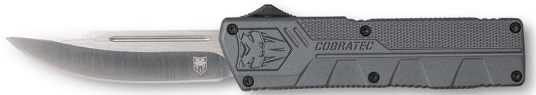 CobraTec Knives GYCTLWDNS Lightweight 3.25" OTF Drop Point Plain D2 Steel Blade/Gray Aluminum Handle Includes Pocket Clip